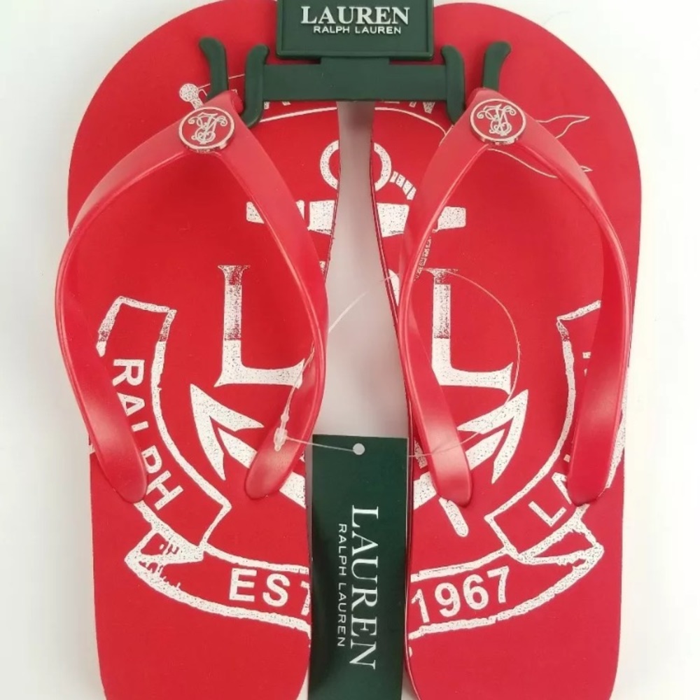 Lauren Ralph Lauren Flip-Flop Red White New